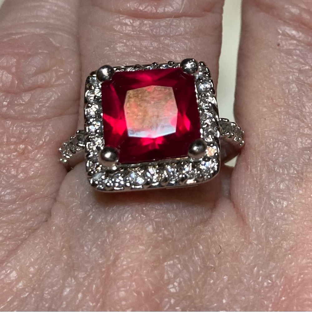 Red And Crystal Costume Ring